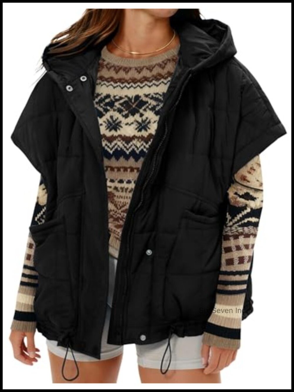 Women's Quilted Puffer Vest Hooded Zip Front Sleeveless Jacket